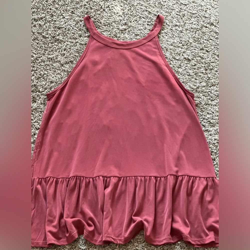 Boutique Maroon Sleeveless top with Ruffles- Small